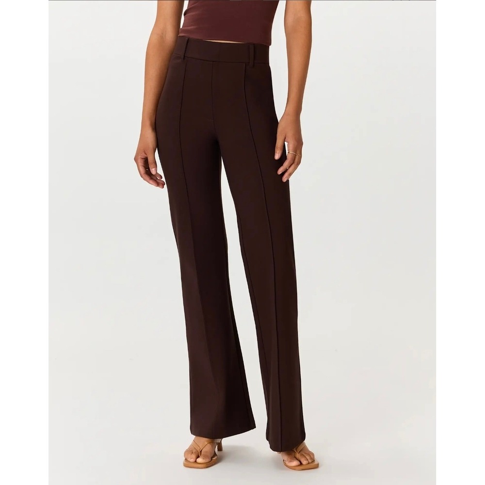 Quince Ultra-Stretch Ponte Flare Leg Pants Espresso Brown High Rise Small 32L